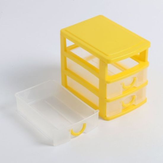 컬러팝 3단 멀티박스(옐로우) / 책상정리 소품정리함
