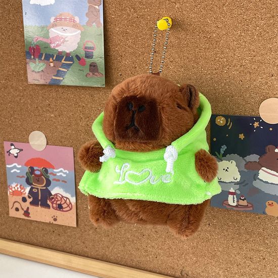 귀여운 후드티 카피바라 애착 인형 키링 열쇠 고리