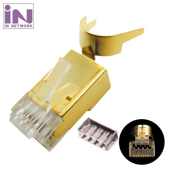 제작 관통형 EZ 플러그 RJ45 CAT.7 STP 골드 100개