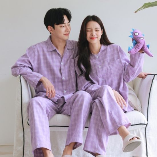 (빅사이즈 추가)보라해 피치기모 커플 루즈핏 잠옷 