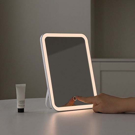 무아스 뷰티 스퀘어 메이크업 무선 LED 거울 휴대용