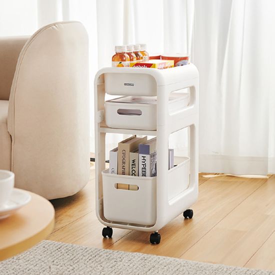 2단 3단 수납 서랍형 슬라이딩 이동식 트롤리 ecoco