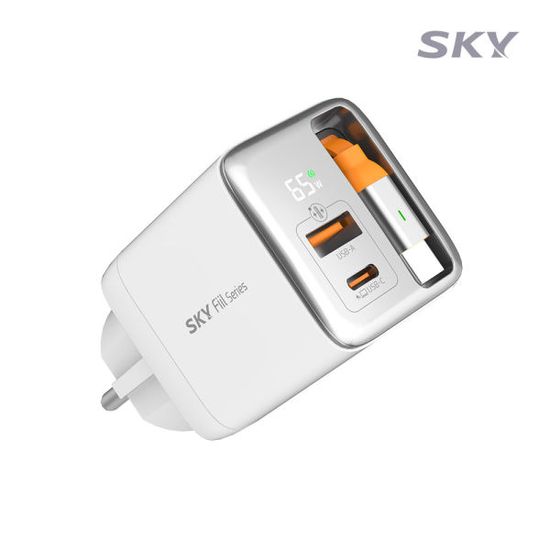스카이 접지 GaN 65W PD LED 충전기 빌트인 케이블