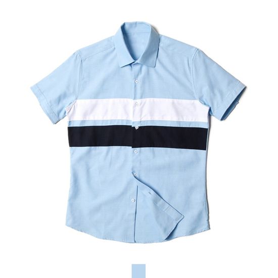 남자셔츠 절개배색 소라 반팔 셔츠 데일리 남성 남방