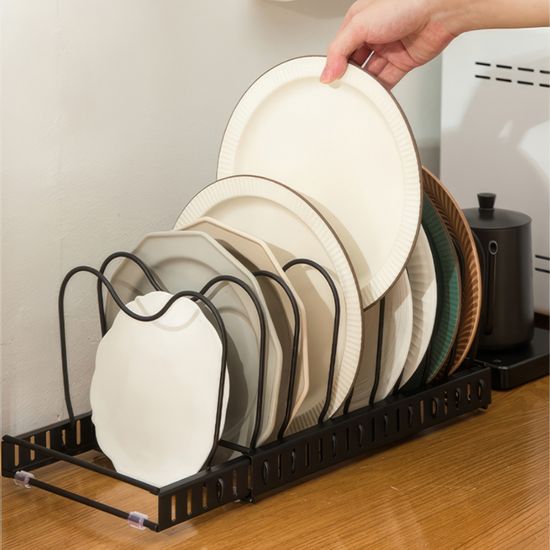 길이조절 7단 냄비정리대 블랙 정리 접시정리대 P925