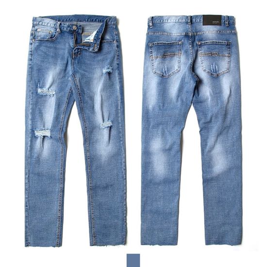 남자바지 그라프 컷팅 데미지 스판 청바지(WFDC9DB)