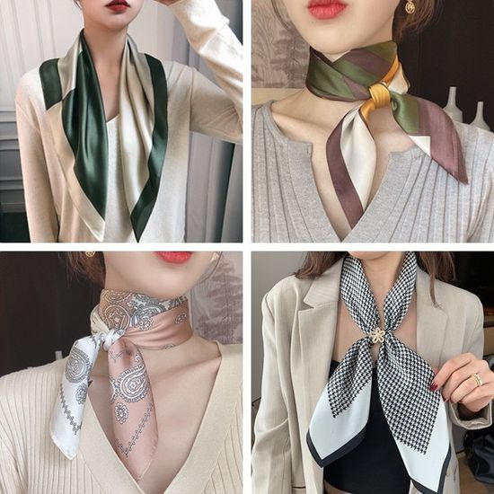 여성 실크쁘띠스카프 여성스카프 여자 플리츠스카프 