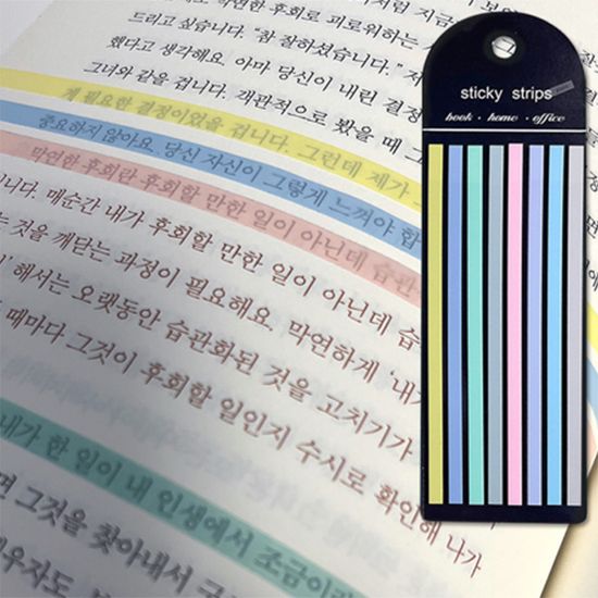 파스텔 롱 인덱스 밑줄 스티커 책 독서 형광 북마크