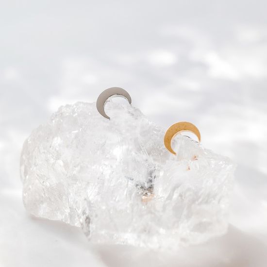 실버925 심플 미니 달 피어싱 귀걸이 골드도금