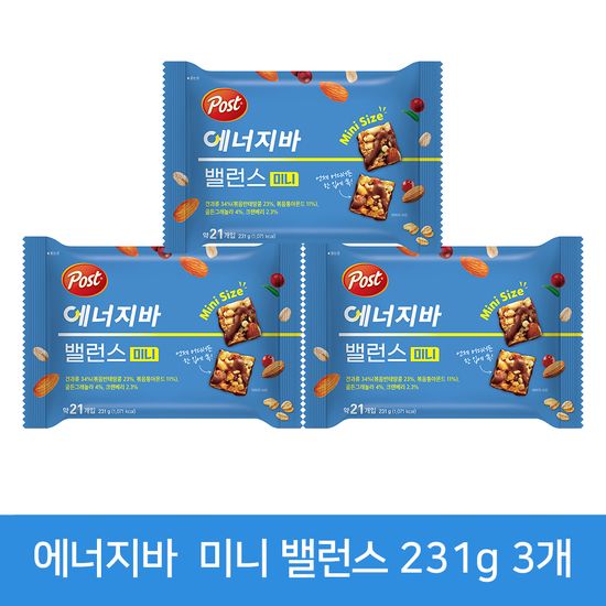 포스트 에너지바 미니 밸런스 231g 3개 (총 63개입)
