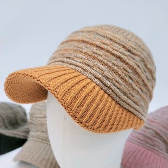 [애슬릿]보카시 울 니트 볼캡 야구 모자 가을 겨울