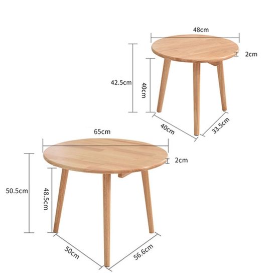 거실 원형 미니 테이블 세트 (네츄럴)