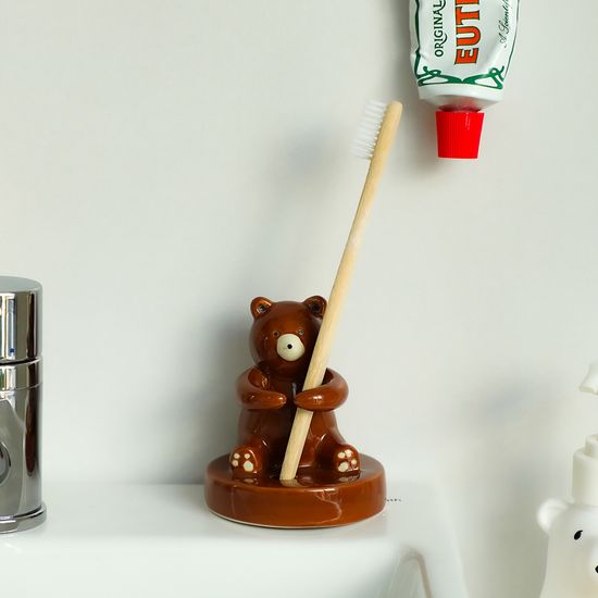 세라믹 곰돌이 펜홀더 칫솔꽂이