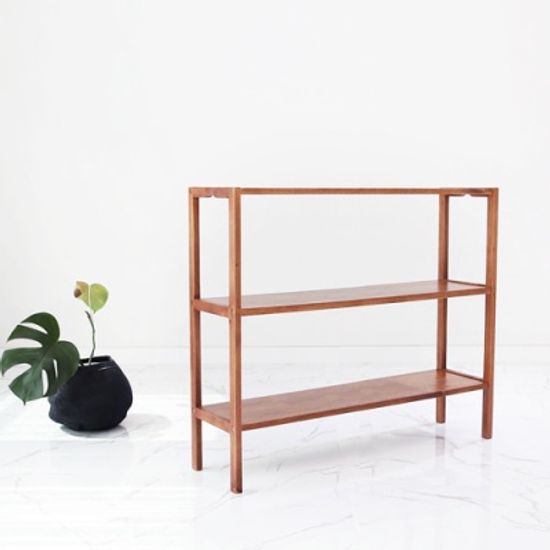 브라우니 원목 벤치 3단선반 100cm