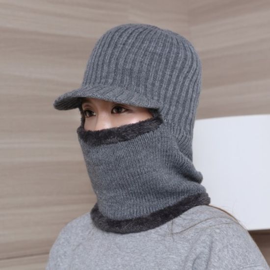 브리드 넥워머 털모자(그레이)/기모 방한모자