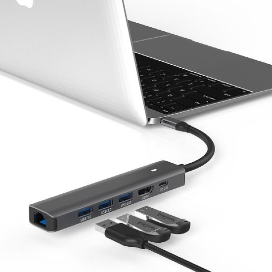 아이노트 C타입 허브 6in1 멀티포트 이더넷 CH61P