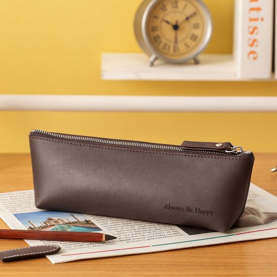 [무료각인]돛단배 천연 소가죽 필통 펜파우치