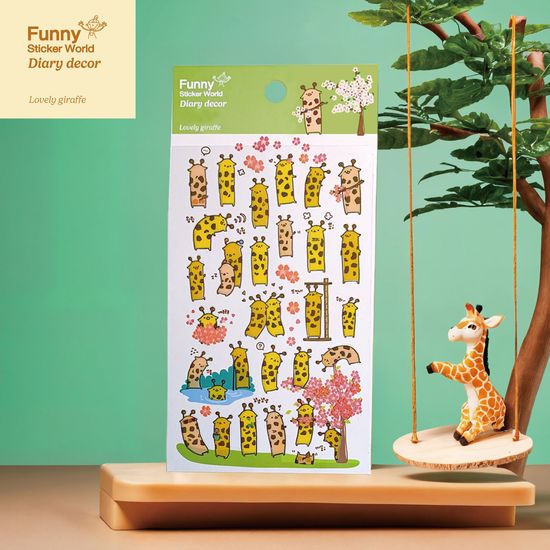 퍼니스티커 C557P 사랑스러운 기린 PVC 다이어리데코