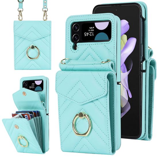 갤럭시z플립 6 5 4 3 골드링 가죽 지갑 스트랩 케이스