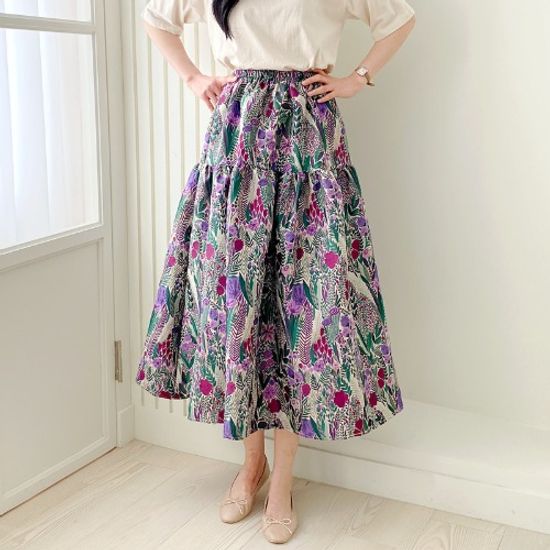 Flower A-Line Tired Skirt