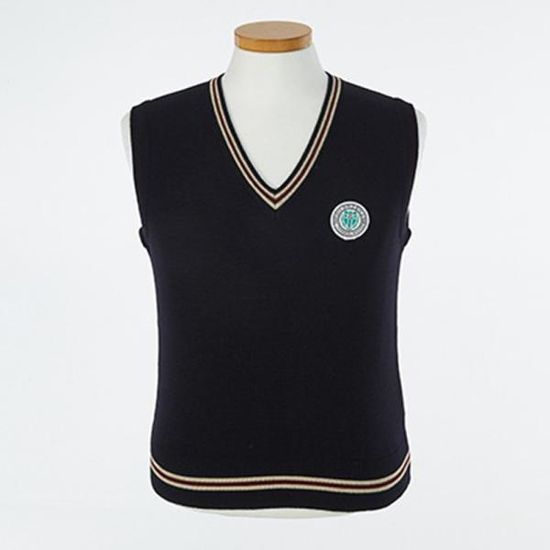 베이지 두줄 와인라인 진네이비 조끼 (인덕공고) 교복