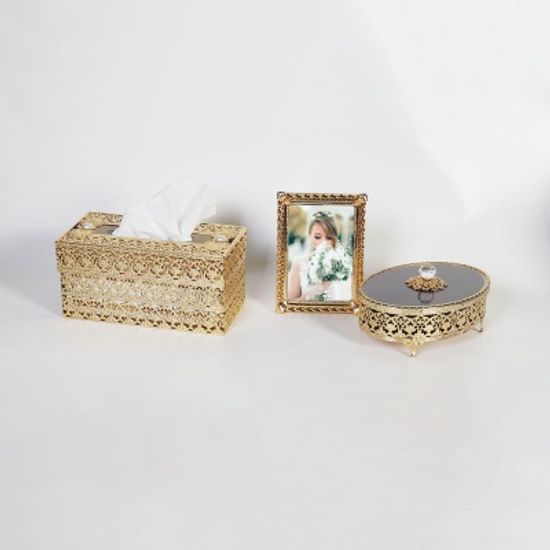 골드메탈 화장대 수납정리-티슈케이스 금도금