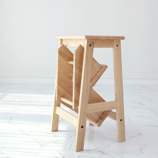 접이식 원목 3단 스텝스툴