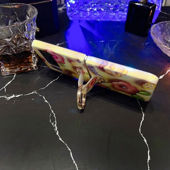 갤럭시 Z플립 4 3 힙한 3D 튤립 큐빅 골드 링 케이스