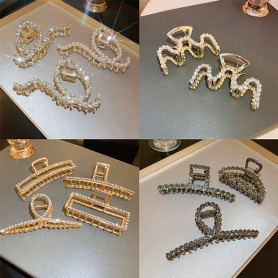 블링 진주 큐빅 꼬임 집게핀 메탈 골드 헤어 머리 핀