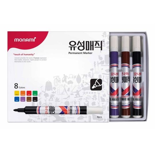 모나미 1.5mm 유성매직/마카-둥근닙 8색 Set