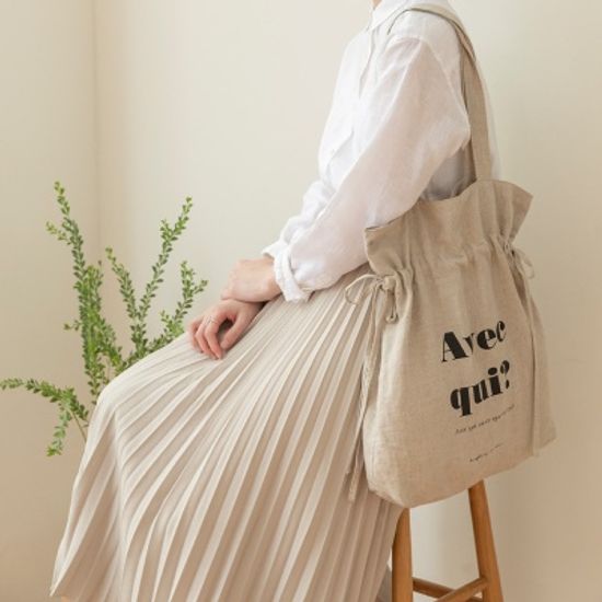 린넨 스트링 에코백