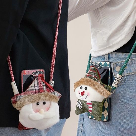 갤럭시 z플립 5 4 3 산타 눈사람 인형 스트랩 케이스
