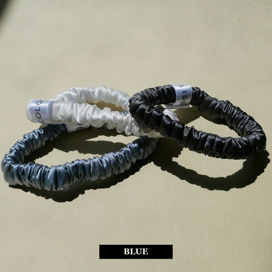 컬러슬라이드 100% 실크 스크런치 실크 머리끈(3pack)