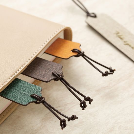 [무료각인]오브리즈 시그니처 양면 가죽 북마크