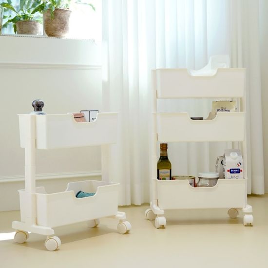 국내생산 로만 슬림 트롤리 3단 이동식 틈새선반