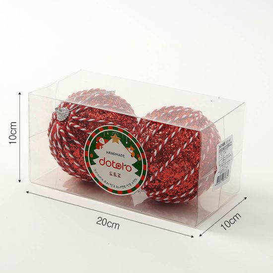 [도토로]루비레드 글리터 장식볼 2p(10cm) (세로스티