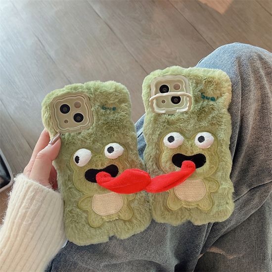 아이폰 마그네틱 메롱 개구리 털 인형 커플 폰 케이스