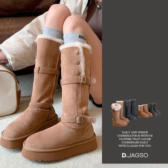 여성 겨울 방한 벨벳 두꺼워운 롱 어그부츠