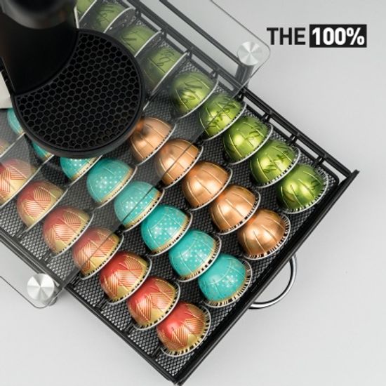 THE100% 버츄오 호환 캡슐커피 보관함 강화유리 서랍형 40구 홀더 거치대