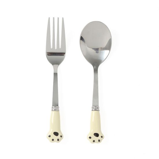 꾹꾹냥이 휴대용 숟가락 포크 세트 동물포크 아이보리