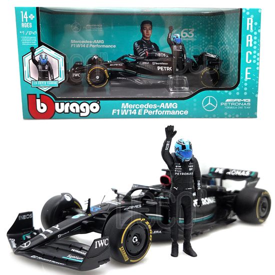 1:24 벤츠 F1 W14E + 조지러셀 레이서 피규어 미니카