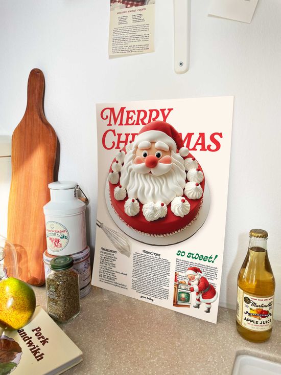 크리스마스 포스터 생크림 산타 얼굴 케이크 포스터