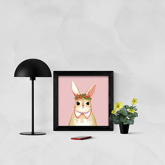 DIY 보석십자수 세트 25x25 화관 쓴 토끼
