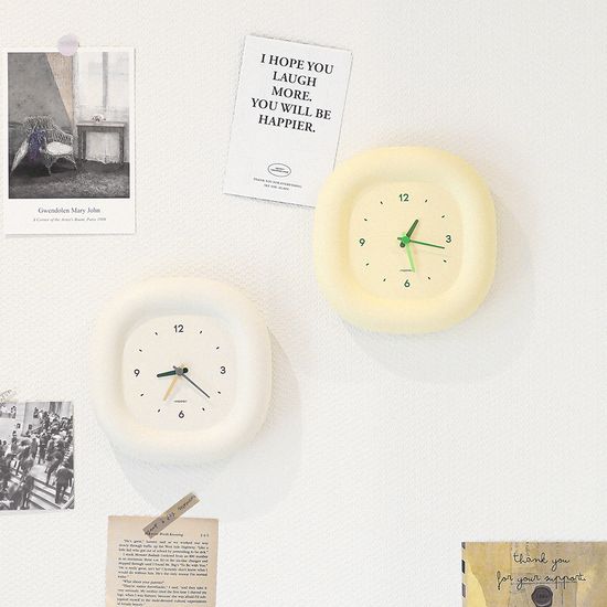 [무아스] 마시멜로 미니 시계 무소음 탁상 벽시계