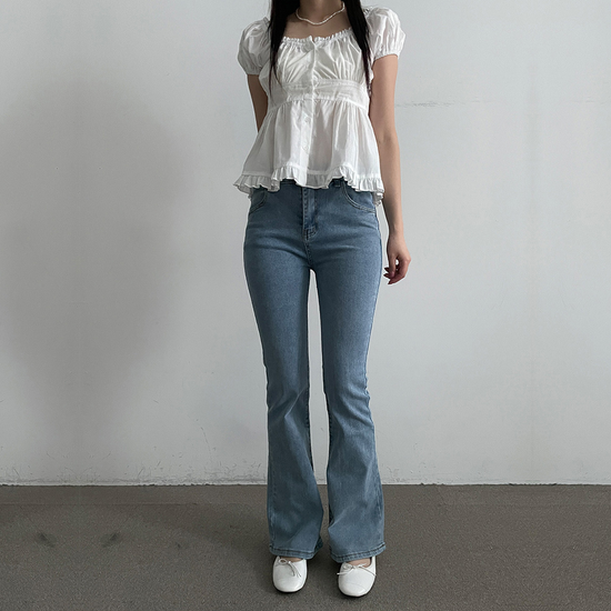 세미 롱 부츠컷 골반 청바지 나팔바지 데일리 여성
