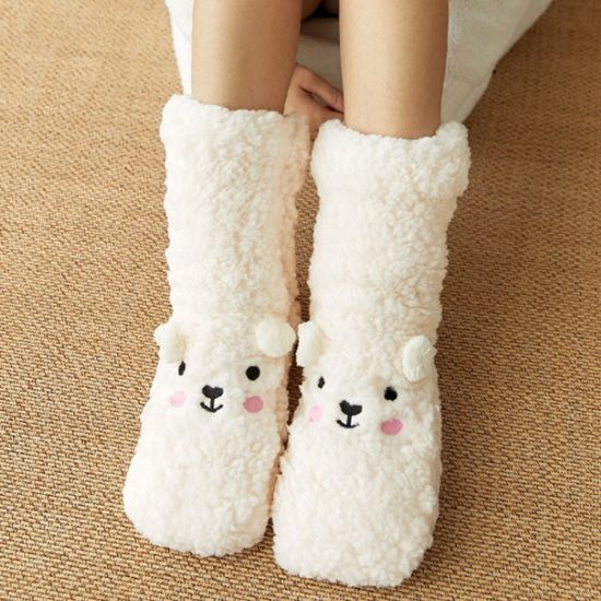 곰돌이 후리스 롱 수면양말(화이트)