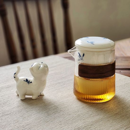 오후반차 난초꽃 휴대용 3인 다도세트 차 우리기