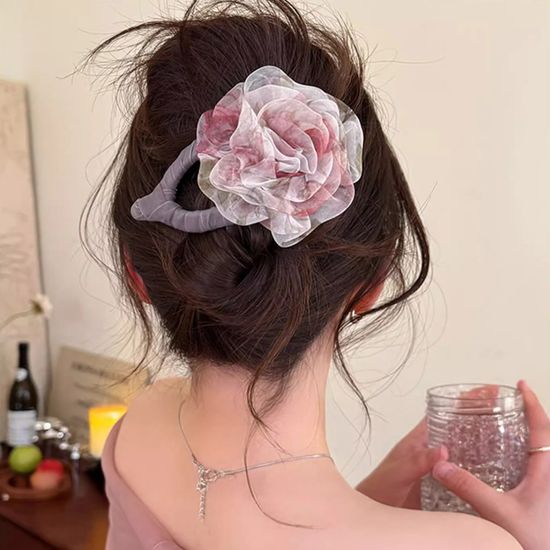 예쁜 로즈 장미 꽃 레이스 대왕 집게 머리 핀 헤어 삔