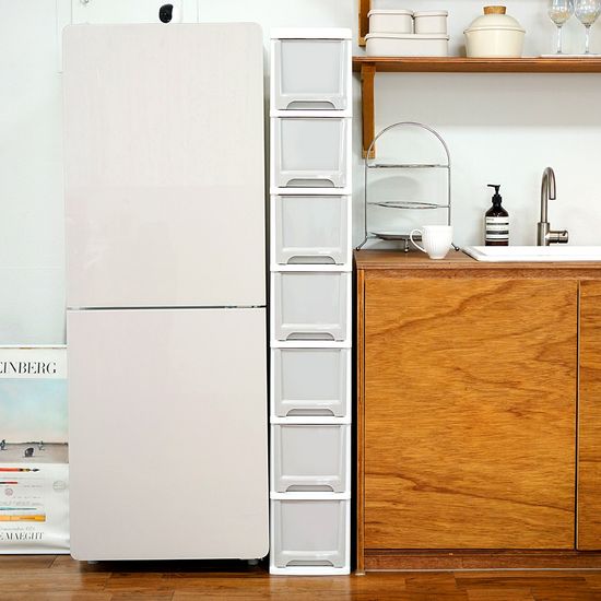 모던 틈새 슬림 서랍장 7단 (바퀴별매) 옷 수납장