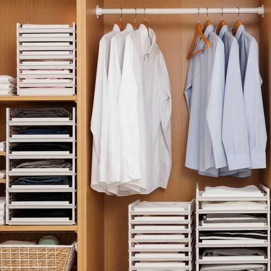 풀 슬라이딩 옷정리 적층 트레이 중형 3개 옷트레이